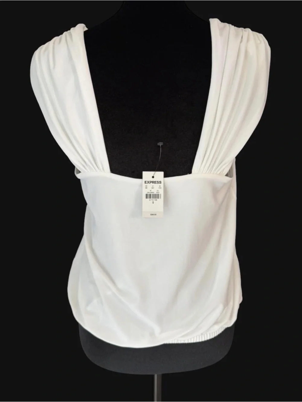Express White Gathered Shoulder Sleeveless Blouse - Picture 4 of 7
